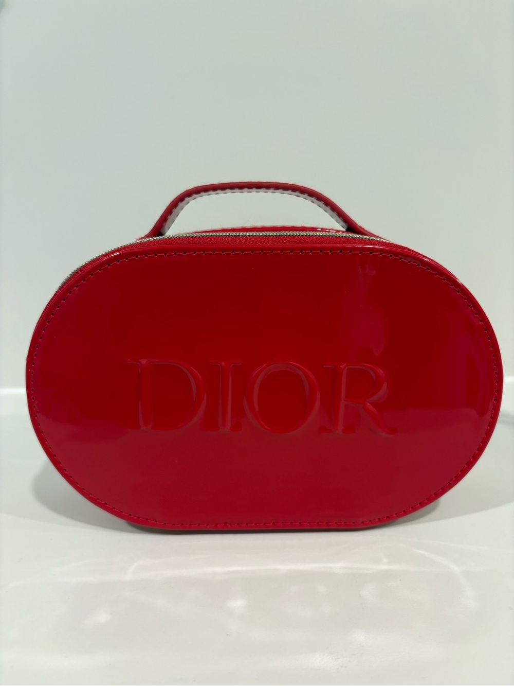 Dior Red Vanity Cosmetic Case – Top Handle Cosmetic Bag